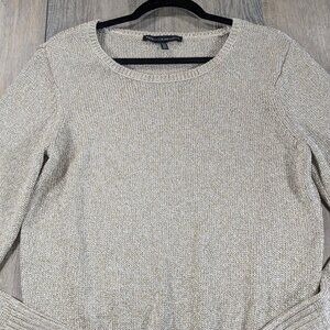White House Black Market Sweater Womens XL Gold Long Sleeve Metallic Chunky Knit